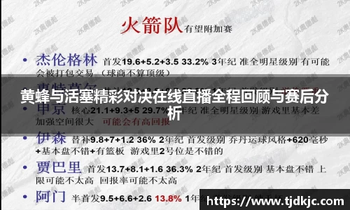 黄蜂与活塞精彩对决在线直播全程回顾与赛后分析